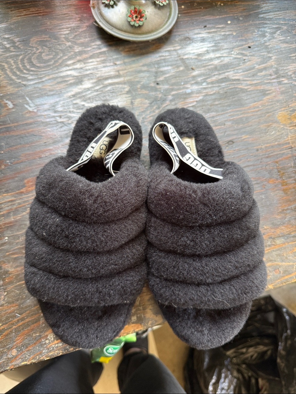 UGG Black Quilted Shearling Slide Sandals